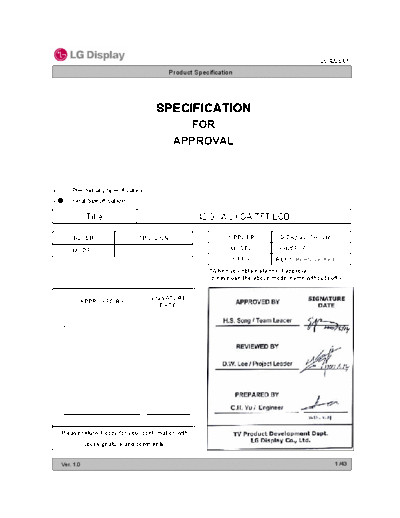. Various Panel LG Display LC420EUF-PEF1 0 [DS]  . Various LCD Panels Panel_LG_Display_LC420EUF-PEF1_0_[DS].pdf