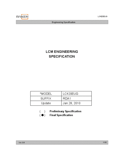 . Various Panel LG Display LC420EUG-RDA1 0 [DS]  . Various LCD Panels Panel_LG_Display_LC420EUG-RDA1_0_[DS].pdf