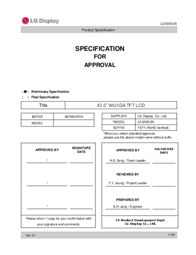 . Various Panel LG Display LC420EUN-FEF1 0 [DS]  . Various LCD Panels Panel_LG_Display_LC420EUN-FEF1_0_[DS].pdf