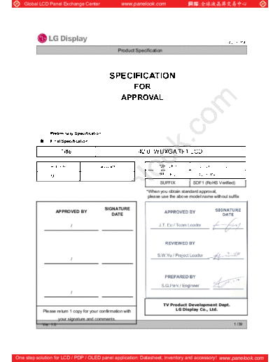 . Various Panel LG Display LC420EUN-SDF1 1 [DS]  . Various LCD Panels Panel_LG_Display_LC420EUN-SDF1_1_[DS].pdf