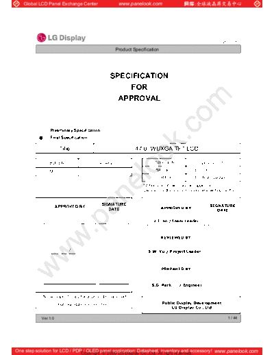 . Various Panel LG Display LC470EUD-SDF1 1 [DS]  . Various LCD Panels Panel_LG_Display_LC470EUD-SDF1_1_[DS].pdf