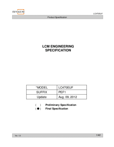 . Various Panel LG Display LC470EUF-PEF1 0 [DS]  . Various LCD Panels Panel_LG_Display_LC470EUF-PEF1_0_[DS].pdf