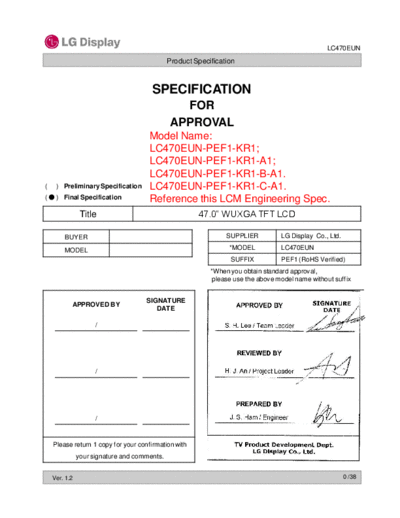 . Various Panel LG Display LC470EUN-PEF1 0 [DS]  . Various LCD Panels Panel_LG_Display_LC470EUN-PEF1_0_[DS].pdf