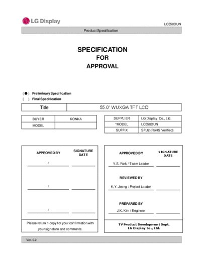 . Various Panel LG Display LC550DUN-SFU2 0 [DS]  . Various LCD Panels Panel_LG_Display_LC550DUN-SFU2_0_[DS].pdf