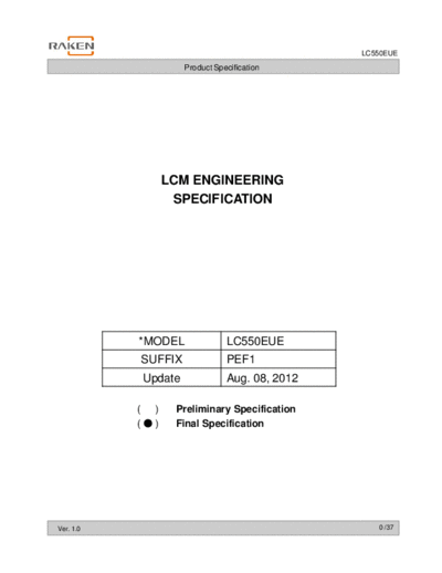 . Various Panel LG Display LC550EUE-PEF1 0 [DS]  . Various LCD Panels Panel_LG_Display_LC550EUE-PEF1_0_[DS].pdf