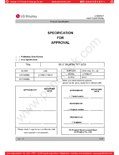 . Various Panel LG Display LC550MUT-SCA1 0 [DS]  . Various LCD Panels Panel_LG_Display_LC550MUT-SCA1_0_[DS].pdf