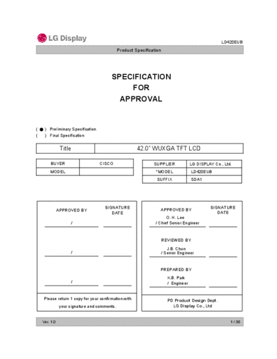 . Various Panel LG Display LD420EUB-SDA1 0 [DS]  . Various LCD Panels Panel_LG_Display_LD420EUB-SDA1_0_[DS].pdf