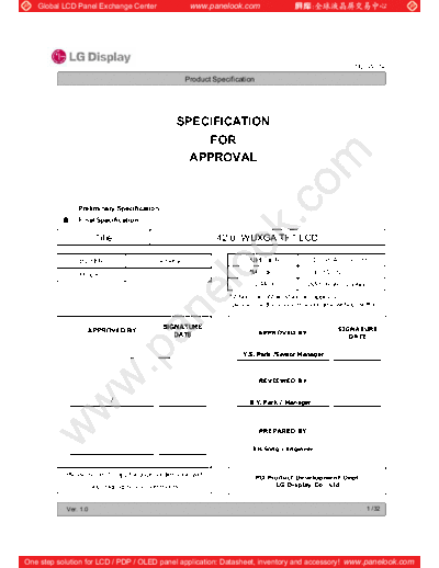. Various Panel LG Display LD420WUN-SAA1 0 [DS]  . Various LCD Panels Panel_LG_Display_LD420WUN-SAA1_0_[DS].pdf
