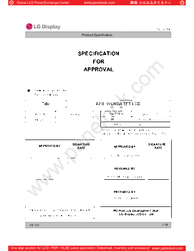 . Various Panel LG Display LD420WUN-SCA1 0 [DS]  . Various LCD Panels Panel_LG_Display_LD420WUN-SCA1_0_[DS].pdf