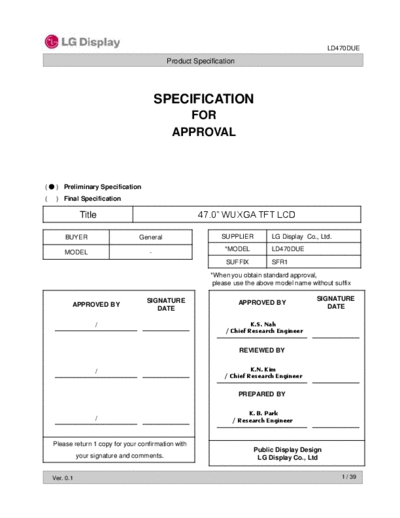 . Various Panel LG Display LD470DUE-SFR1 0 [DS]  . Various LCD Panels Panel_LG_Display_LD470DUE-SFR1_0_[DS].pdf
