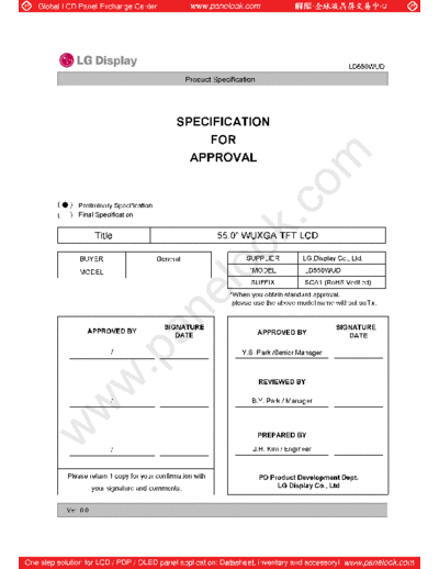 . Various Panel LG Display LD550WUD-SCA1 0 [DS]  . Various LCD Panels Panel_LG_Display_LD550WUD-SCA1_0_[DS].pdf