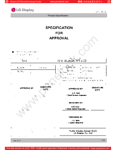 . Various Panel LG Display LD720DUQ-SCA1 1 [DS]  . Various LCD Panels Panel_LG_Display_LD720DUQ-SCA1_1_[DS].pdf