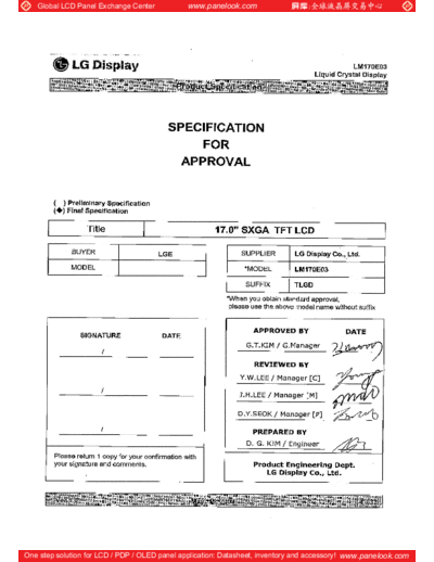 . Various Panel LG Display LM170E03-TLGD 0 [DS]  . Various LCD Panels Panel_LG_Display_LM170E03-TLGD_0_[DS].pdf
