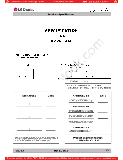 . Various Panel LG Display LM190E09-TLD1 0 [DS]  . Various LCD Panels Panel_LG_Display_LM190E09-TLD1_0_[DS].pdf