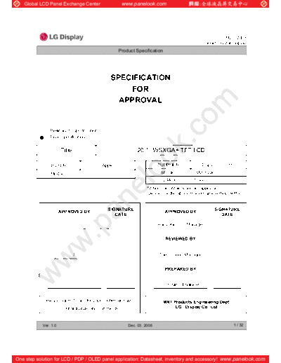 . Various Panel LG Display LM201WE3-TLF8 0 [DS]  . Various LCD Panels Panel_LG_Display_LM201WE3-TLF8_0_[DS].pdf