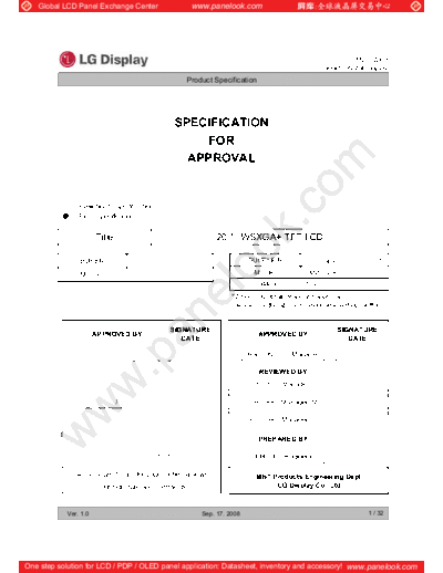 . Various Panel LG Display LM201WE3-TLK3 0 [DS]  . Various LCD Panels Panel_LG_Display_LM201WE3-TLK3_0_[DS].pdf