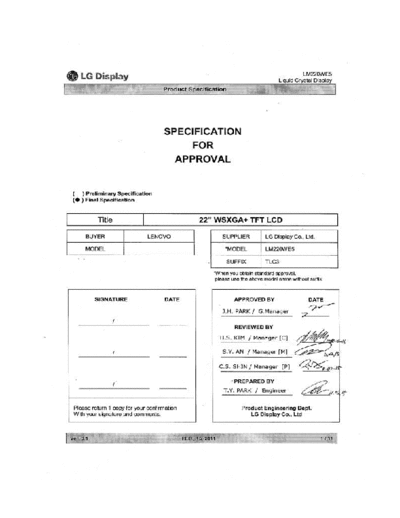 . Various Panel LG Display LM220WE5-TLC3 0 [DS]  . Various LCD Panels Panel_LG_Display_LM220WE5-TLC3_0_[DS].pdf