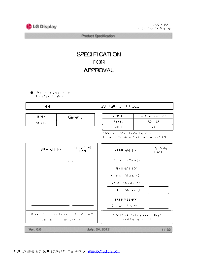 . Various Panel LG Display LM230WF3-SLK1 2 [DS]  . Various LCD Panels Panel_LG_Display_LM230WF3-SLK1_2_[DS].pdf