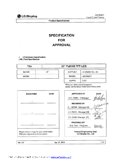 . Various Panel LG Display LM230WF5-TLF2 0 [DS]  . Various LCD Panels Panel_LG_Display_LM230WF5-TLF2_0_[DS].pdf