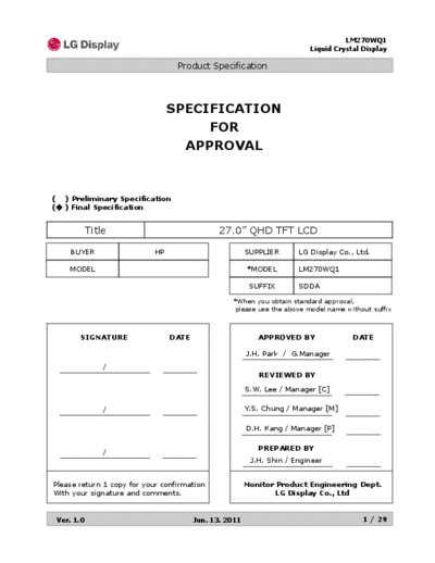 . Various Panel LG Display LM270WQ1-SDDA 1 [DS]  . Various LCD Panels Panel_LG_Display_LM270WQ1-SDDA_1_[DS].pdf