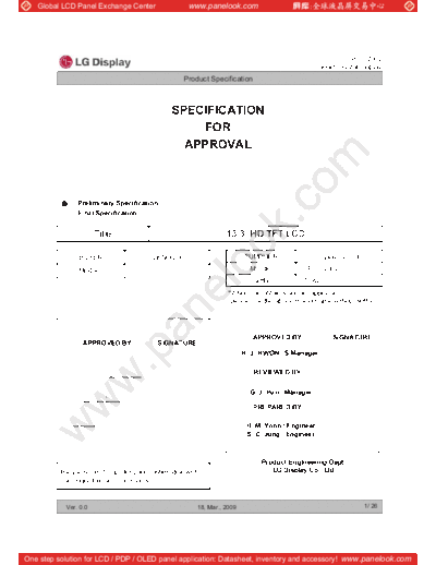 . Various Panel LG Display LP133WH2-TLA2 0 [DS]  . Various LCD Panels Panel_LG_Display_LP133WH2-TLA2_0_[DS].pdf