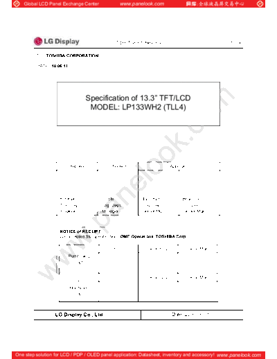 . Various Panel LG Display LP133WH2-TLL4 0 [DS]  . Various LCD Panels Panel_LG_Display_LP133WH2-TLL4_0_[DS].pdf