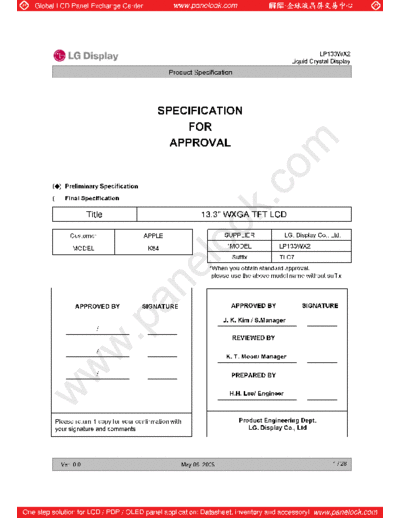 . Various Panel LG Display LP133WX2-TLC7 0 [DS]  . Various LCD Panels Panel_LG_Display_LP133WX2-TLC7_0_[DS].pdf