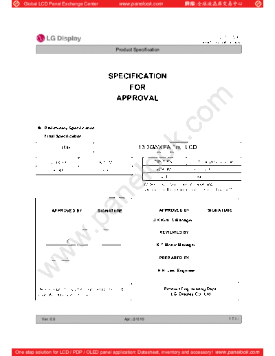 . Various Panel LG Display LP133WX3-TLA5 0 [DS]  . Various LCD Panels Panel_LG_Display_LP133WX3-TLA5_0_[DS].pdf