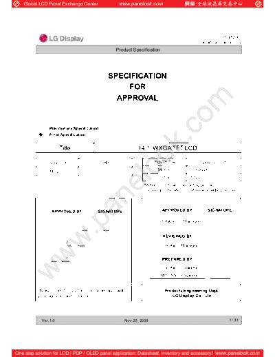 . Various Panel LG Display LP141WX3-TLN4 0 [DS]  . Various LCD Panels Panel_LG_Display_LP141WX3-TLN4_0_[DS].pdf