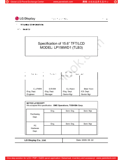. Various Panel LG Display LP156WD1-TLB3 0 [DS]  . Various LCD Panels Panel_LG_Display_LP156WD1-TLB3_0_[DS].pdf