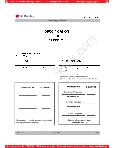 . Various Panel LG Display LP156WD1-TLD2 0 [DS]  . Various LCD Panels Panel_LG_Display_LP156WD1-TLD2_0_[DS].pdf