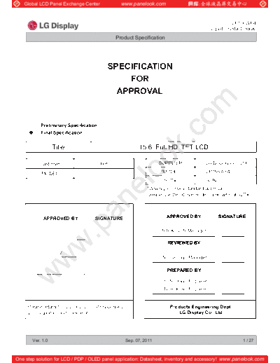 . Various Panel LG Display LP156WF4-SLB2 0 [DS]  . Various LCD Panels Panel_LG_Display_LP156WF4-SLB2_0_[DS].pdf