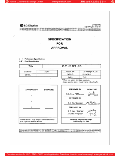 . Various Panel LG Display LP156WH2-TLB1 0 [DS]  . Various LCD Panels Panel_LG_Display_LP156WH2-TLB1_0_[DS].pdf
