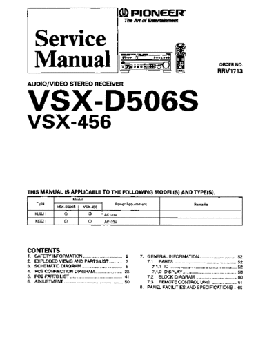 Pioneer hfe pioneer vsx-d506s 456 service  Pioneer Audio VSX-D506S hfe_pioneer_vsx-d506s_456_service.pdf