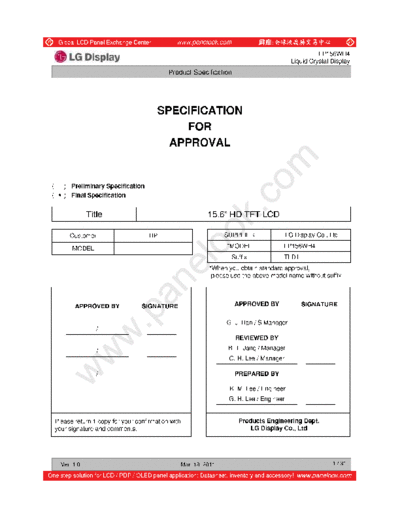 . Various Panel LG Display LP156WH4-TLD1 0 [DS]  . Various LCD Panels Panel_LG_Display_LP156WH4-TLD1_0_[DS].pdf