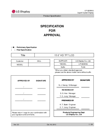 . Various Panel LG Display LP156WHU-TLAA 0 [DS]  . Various LCD Panels Panel_LG_Display_LP156WHU-TLAA_0_[DS].pdf