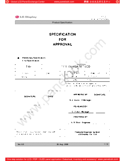. Various Panel LG Display LP171WU5-TLA2 0 [DS]  . Various LCD Panels Panel_LG_Display_LP171WU5-TLA2_0_[DS].pdf