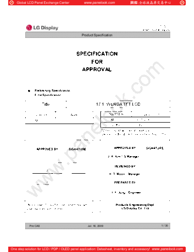 . Various Panel LG Display LP171WU6-TLB2 0 [DS]  . Various LCD Panels Panel_LG_Display_LP171WU6-TLB2_0_[DS].pdf