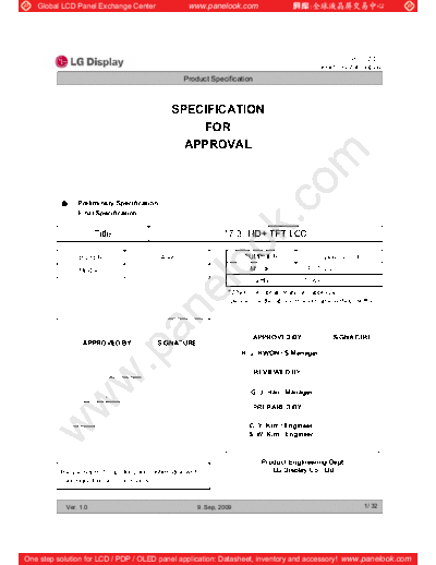 . Various Panel LG Display LP173WD1-TLA3 0 [DS]  . Various LCD Panels Panel_LG_Display_LP173WD1-TLA3_0_[DS].pdf