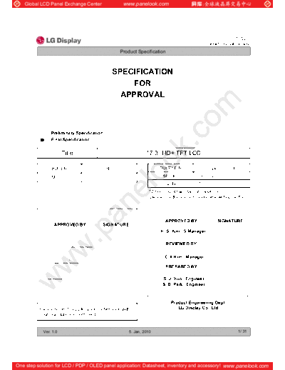 . Various Panel LG Display LP173WD1-TLC3 0 [DS]  . Various LCD Panels Panel_LG_Display_LP173WD1-TLC3_0_[DS].pdf