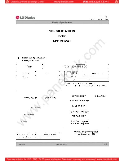 . Various Panel LG Display LP173WD1-TLP3 0 [DS]  . Various LCD Panels Panel_LG_Display_LP173WD1-TLP3_0_[DS].pdf
