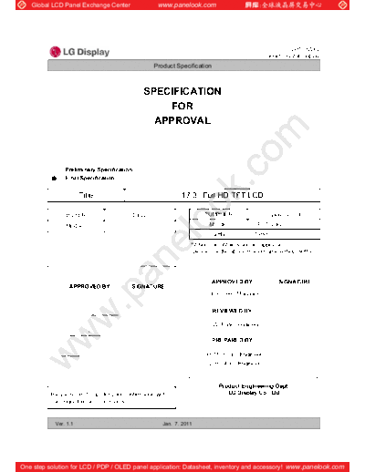 . Various Panel LG Display LP173WF2-TPA1 0 [DS]  . Various LCD Panels Panel_LG_Display_LP173WF2-TPA1_0_[DS].pdf