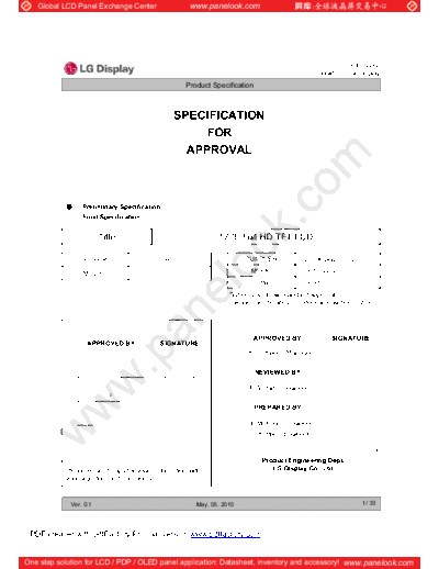 . Various Panel LG Display LP173WF2-TPB1 0 [DS]  . Various LCD Panels Panel_LG_Display_LP173WF2-TPB1_0_[DS].pdf