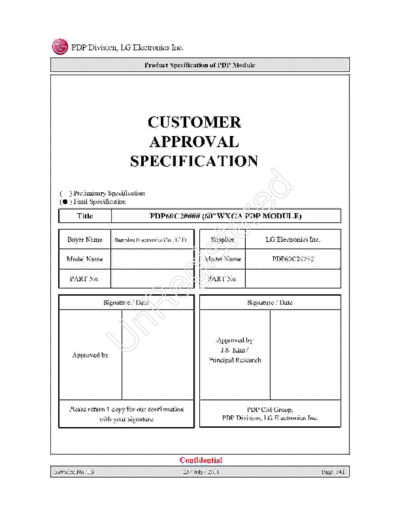 . Various Panel LG Electronics PDP60C2 0 [DS]  . Various LCD Panels Panel_LG_Electronics_PDP60C2_0_[DS].pdf