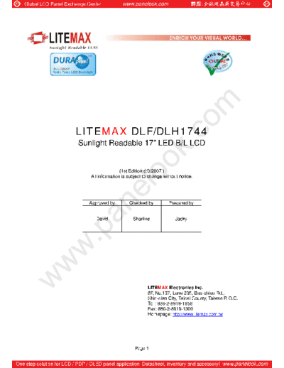 . Various Panel LiteMax DLH1744 0 [DS]  . Various LCD Panels Panel_LiteMax_DLH1744_0_[DS].pdf