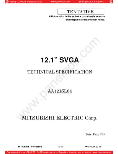 . Various Panel Mitsubishi AA121SL04 0 [DS]  . Various LCD Panels Panel_Mitsubishi_AA121SL04_0_[DS].pdf