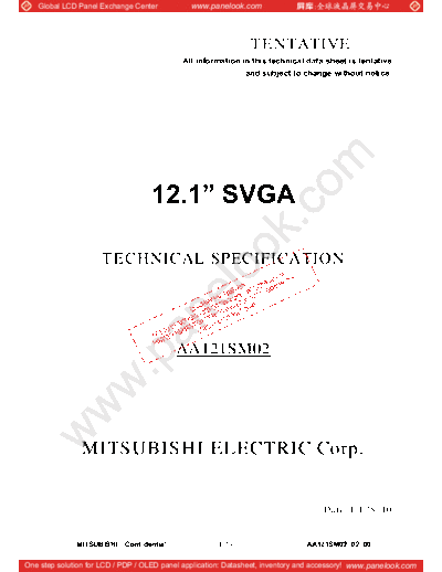 . Various Panel Mitsubishi AA121SM02 4 [DS]  . Various LCD Panels Panel_Mitsubishi_AA121SM02_4_[DS].pdf