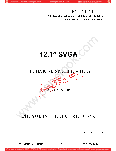 . Various Panel Mitsubishi AA121SP06 0 [DS]  . Various LCD Panels Panel_Mitsubishi_AA121SP06_0_[DS].pdf