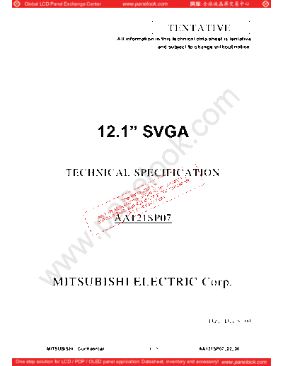 . Various Panel Mitsubishi AA121SP07 0 [DS]  . Various LCD Panels Panel_Mitsubishi_AA121SP07_0_[DS].pdf