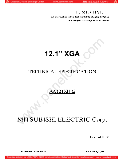 . Various Panel Mitsubishi AA121XH02 0 [DS]  . Various LCD Panels Panel_Mitsubishi_AA121XH02_0_[DS].pdf